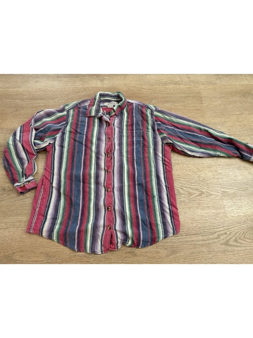 Venezia Women’s Button Front Top Size 14/16 Striped Long Sleeve